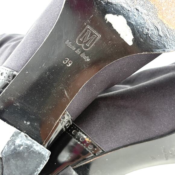 Bruno Magli Oxford Ankle Boots 9 39 Black Leather Academia Prep Whimsigoth Heel - Picture 6 of 7